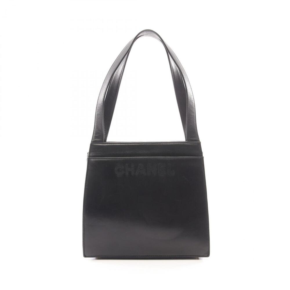Chanel logo tote bag/handbag, lambskin leather, women's, black.